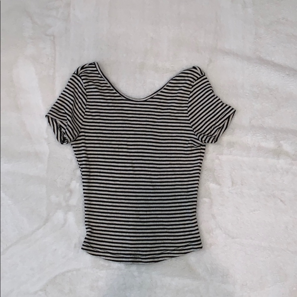 Black and white striped brandy top